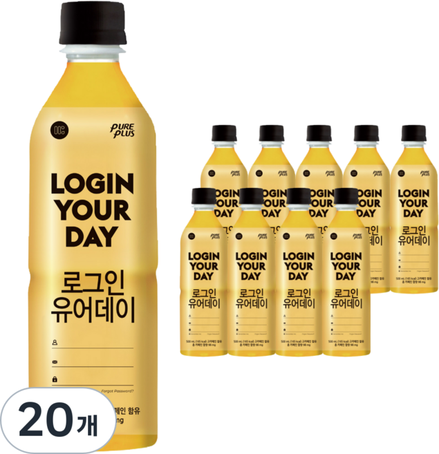 로그인유어데이 고카페인 에너지워터 대용량 PET, 20개, 500ml