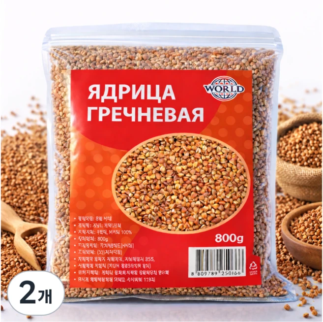 World Buckwheat Roasted 볶은메밀, 800g, 2개 - 쿠팡