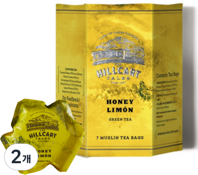 힐카트 테일즈 허니 레몬 7티백 모슬린 블렌딩 녹차 Hillcart Tales, 2.25g, 2개, 7개입