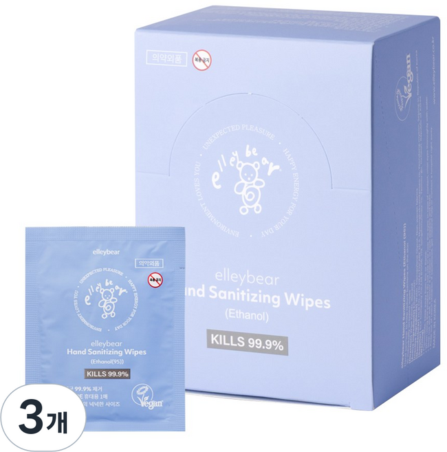 엘리베어 손소독 티슈, 3개, 30매입