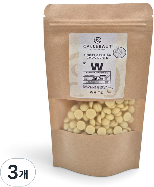 칼리바우트 화이트 초콜릿 커버춰 초콜렛 소분, 3개