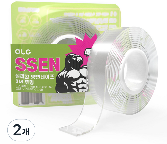 올지 SSEN 쎈 실리콘 양면테이프 3m, 2개