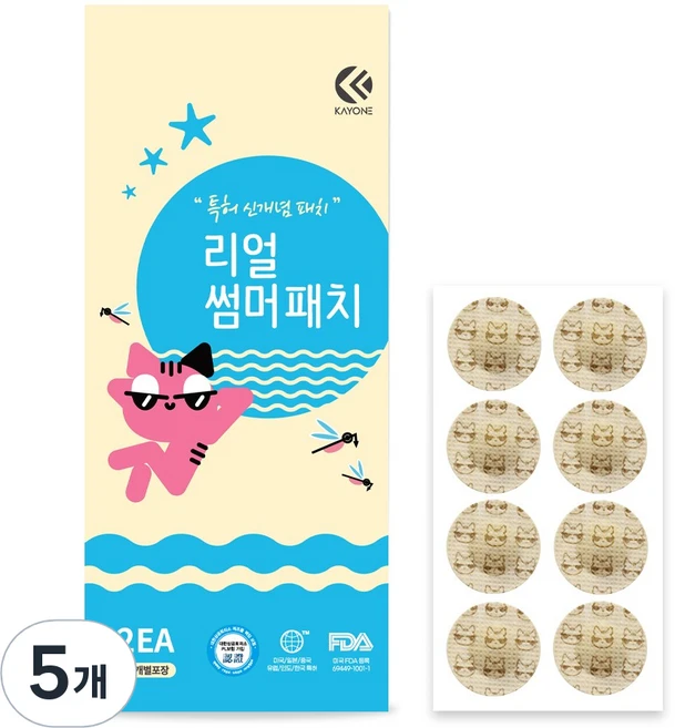 리얼썸머 모기 독성 분해 패치, 5개, 12매입 - 쿠팡