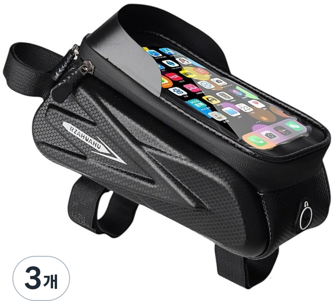 어썸앤유 자전거 핸들 핸드폰 방수 거치대 가방, 3개, 블랙
