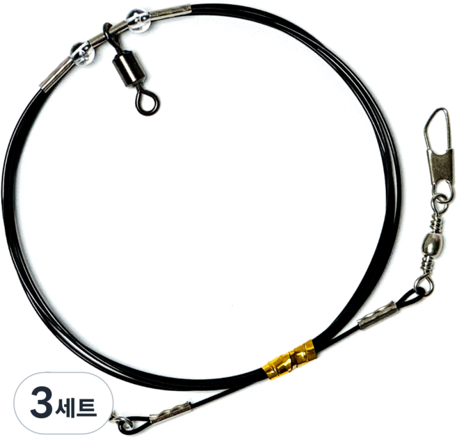 리얼히트 수제 외수질 생미끼 채비 1단 붉바리 농어 민어 줄꼬임 방지 기둥줄 블랙, 3세트, 10개입