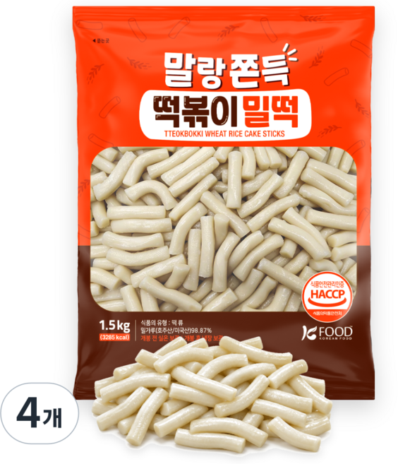 말랑쫀득 떡볶이 실온 보관 밀떡, 4개, 1.5kg