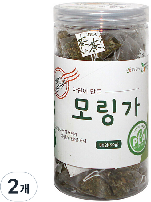 지구마을 생분해필터 PLA 삼각티백 모링가 허브티백차, 2개, 50개입, 1g