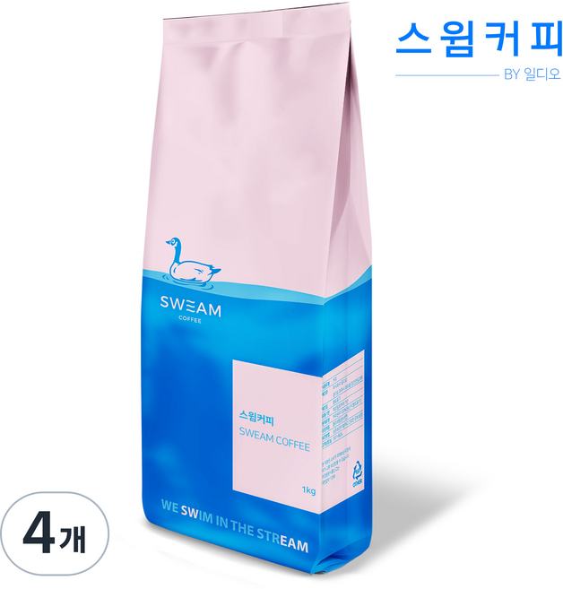 스윔커피 베트남 로부스타 원두커피, 4개, 1kg, 홀빈(분쇄안함)
