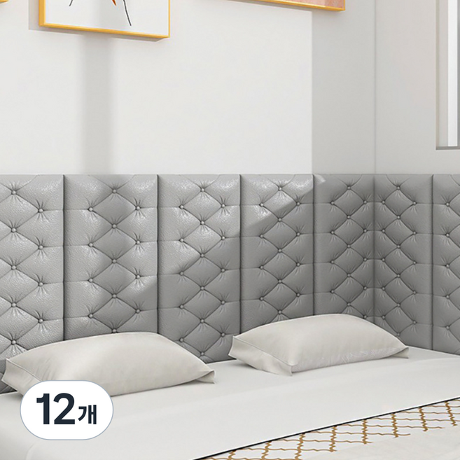 홈앤힐링 벽 충격방지 스펀지 고탄성 스티커식 벽쿠션, 12개, 코지 그레이