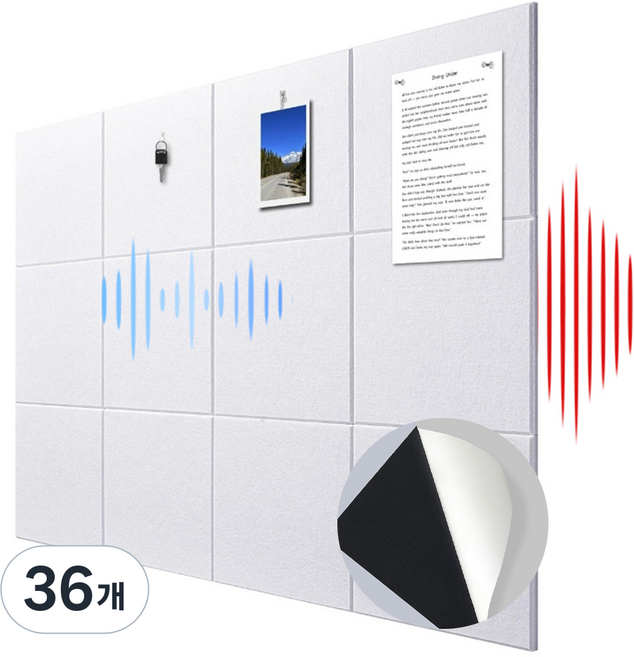 Anystar접착형 방음재 방음판 흡음재 소음방지 방음판, 36개, 화이트