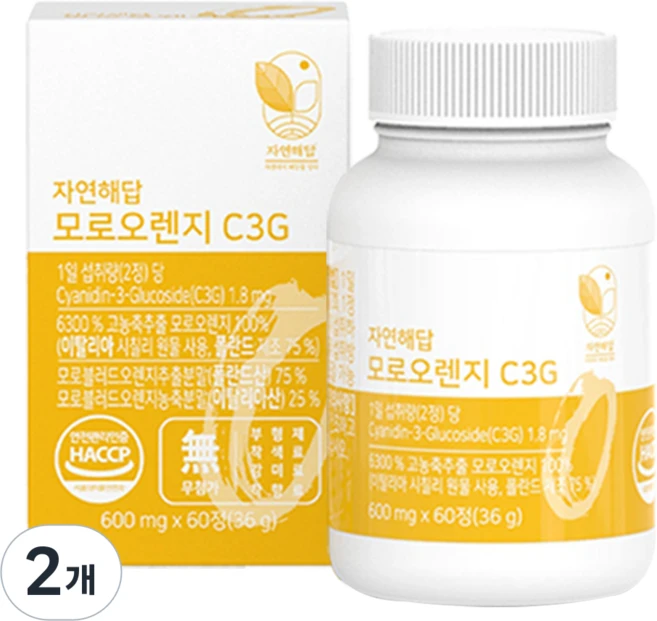 자연해답 모로 오렌지 C3G 모로실, 60정, 2개 - 쿠팡