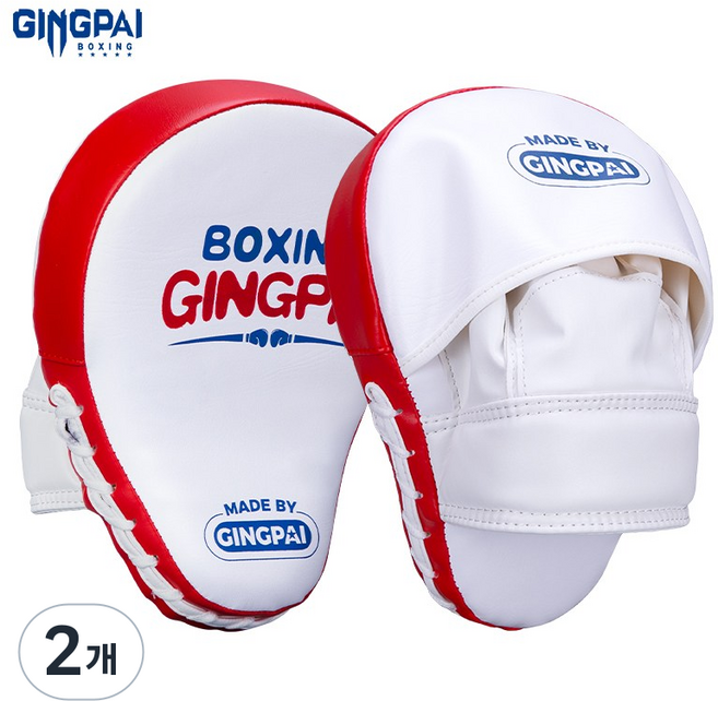 GINGPAI 복싱 핸드미트 고밀도 쿠션 충격흡수 PU 소재 스파링 훈련용 핸드타겟 HLSB, 2개, 01.화이트&레드&블루