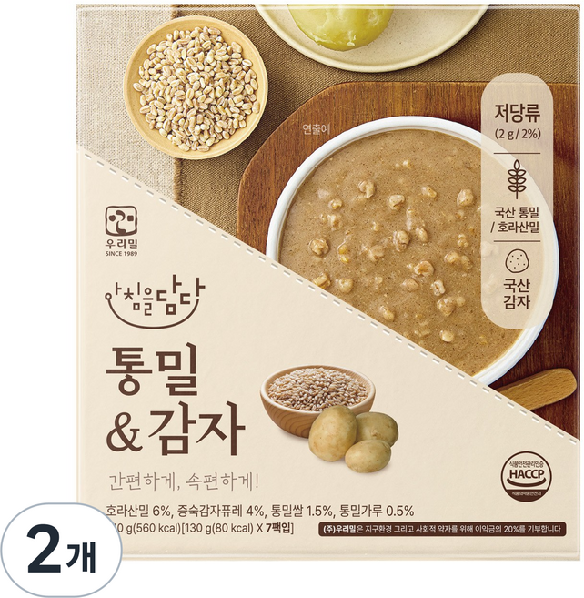 아침을담다 저당죽 통밀&감자 (130gx7입), 910g, 2개