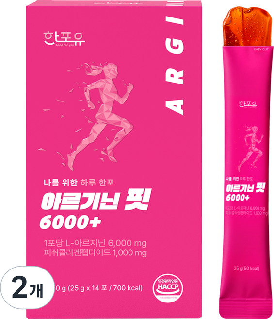 한포유 여성 아르기닌 핏 6000+ L아르기닌 고함량 젤리 콜라겐 14포, 350g, 2개