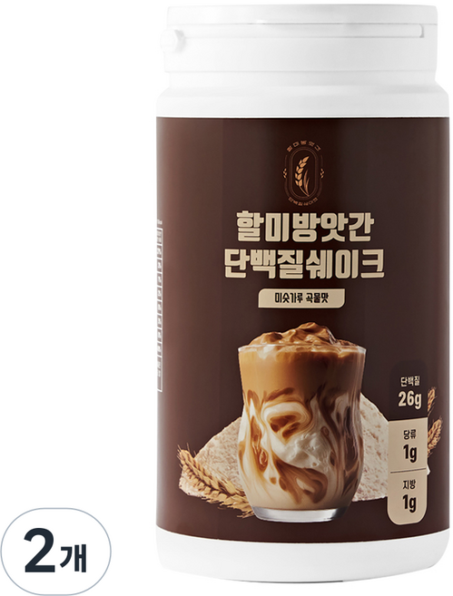 1+1 할미방앗간 단백질 쉐이크 500g x2 식물성 곡물 식사대용 단백질 쉐이크, 2개