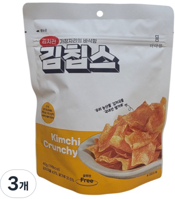 더다믐 김치부각 김칩스, 3개, 40g