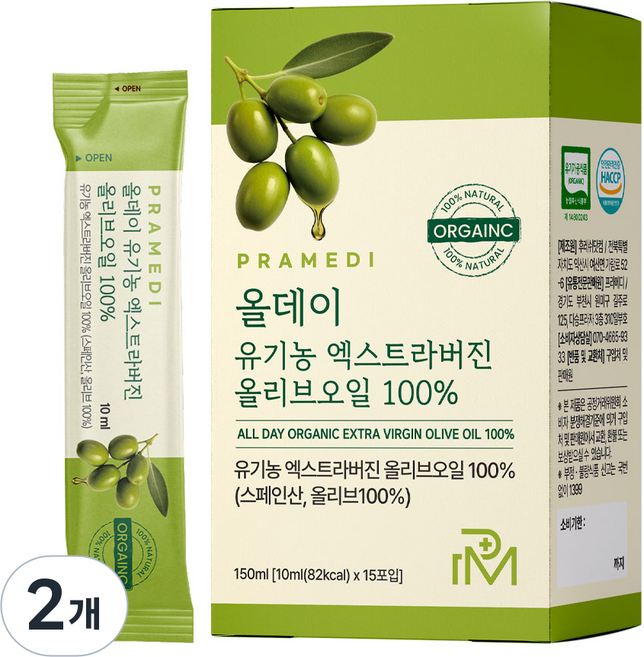 프라메디 산도 0.14 올데이 유기농 엑스트라버진 올리브오일, 2개, 150ml