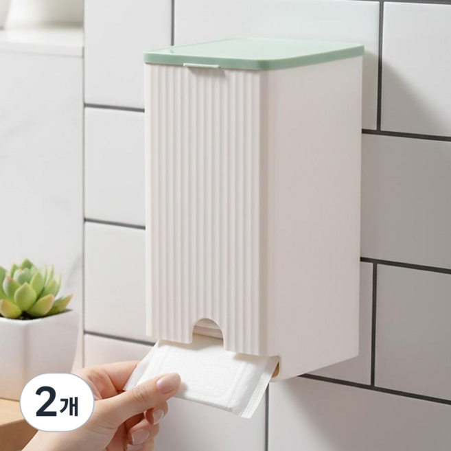 감보이 뽑아쓰는 부착식 생리대 보관함, 그린, 2개