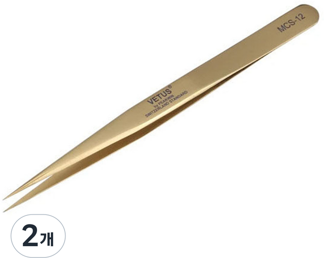 비투스 속눈썹 핀셋 MCS-12, 골드, 2개