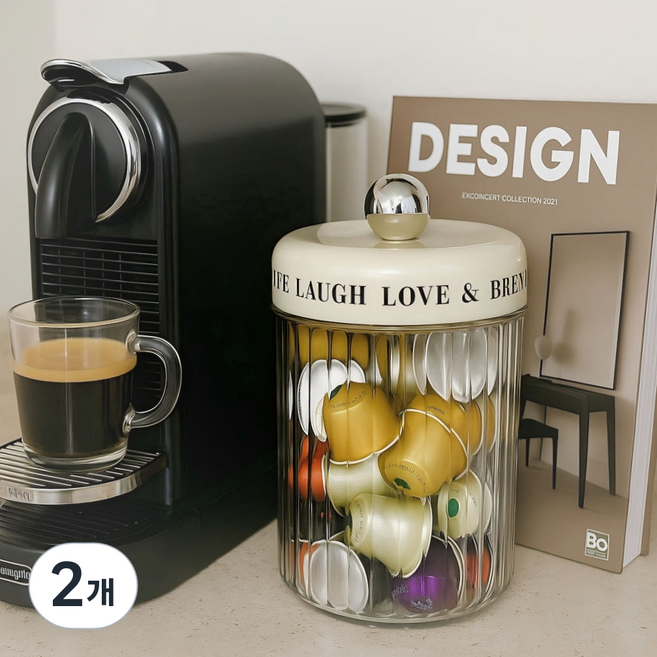 하니모니 투명 캡슐커피 캡슐세제 보관함 밀폐용기, 2개, 레귤러(1150ml)