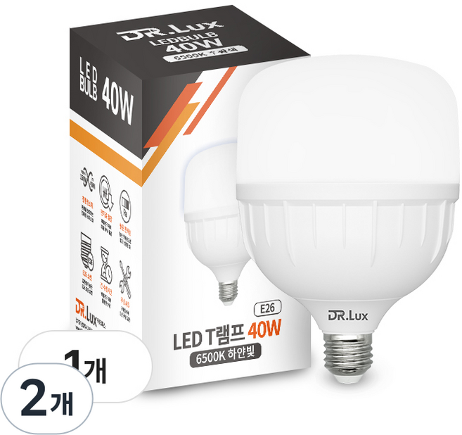닥터룩스 고용량 LED 전구 T램프 40W E26 일반소켓, 2개