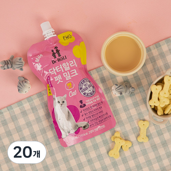닥터할리 펫밀크 캣 200mL (락토프리 요로건강 저지방), 캣 밀크, 20개