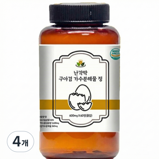 관절 건강 영양제 난각막 콘드로이친 1200 보스웰리아 저분자 콜라겐 히알루론산, 4개, 60정