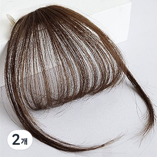 디엔오 앞머리가발 탈부착 부분 피스 가발, 2개, 다크 브라운