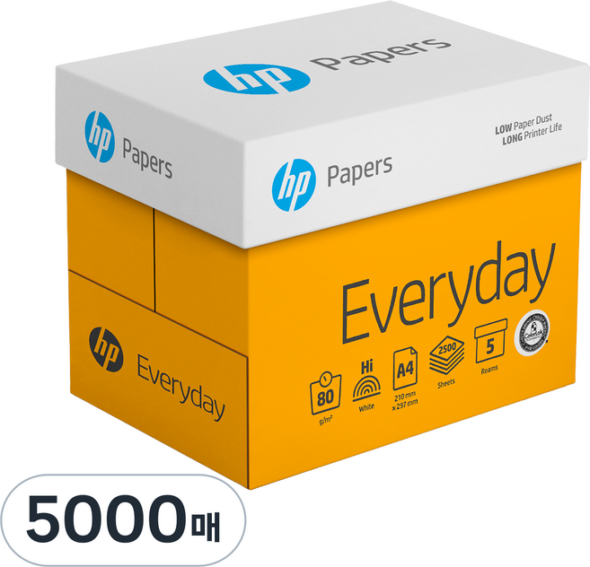 HP 에브리데이 복사용지 A4용지, A4, 5000매