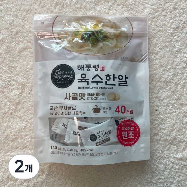 해통령 육수한알 사골맛, 140g, 2개