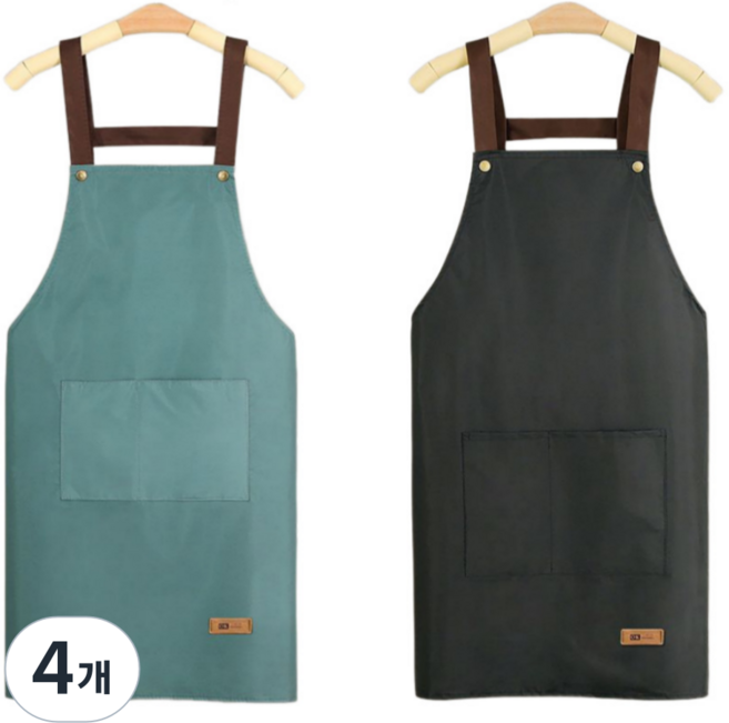 리빙댓 완벽 방수 앞치마 1+1, 4개, 블랙+블루