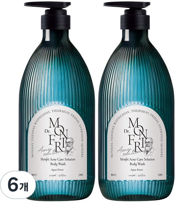 먼프리 시카케어 아크네 피지감소 98% 여드름 바디워시 남배우 Pick 아쿠아포레스트향, 6개, 1.059L
