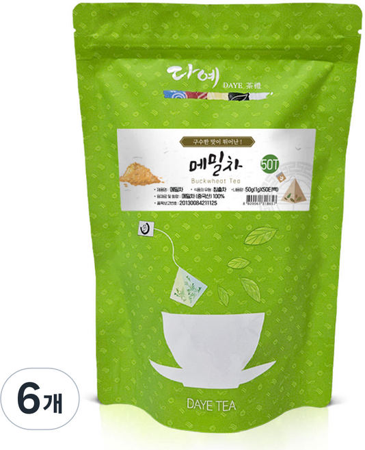 [본사직영] 다예 맛있는 100% 메밀차 생분해 삼각티백, 6개, 50g, 50개입