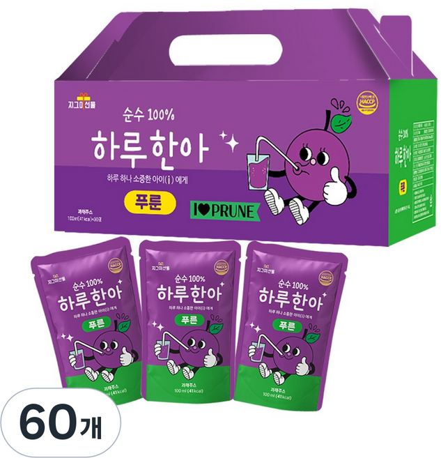 하루한아 푸룬주스 임산부 아기 푸른쥬스 저당, 60개, 100ml