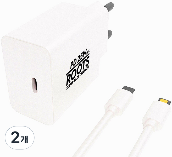 루츠 국내생산 PD 25W PPS C타입 초고속 충전기 + C TO 8 1M 케이블포함, 화이트, 2개
