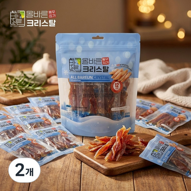 올바른 육포 크리스탈 무첨가 무전분 강아지 간식, 2개, 300g, 젤리트위스트 오리