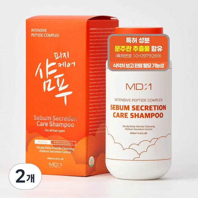 엠디원 인센티브 펩타이드 컴플렉스 비듬 한방 샴푸, 2개, 350ml - 쿠팡