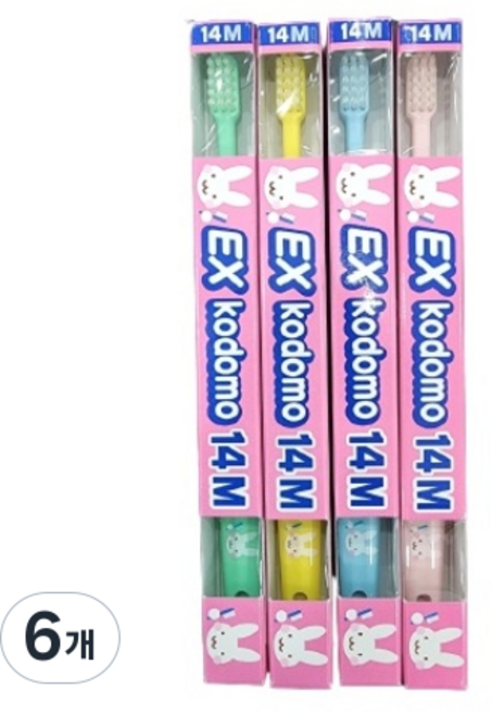 코도모 영유아 칫솔 부모님 지도용 14M, 혼합색상, 4개입, 6개