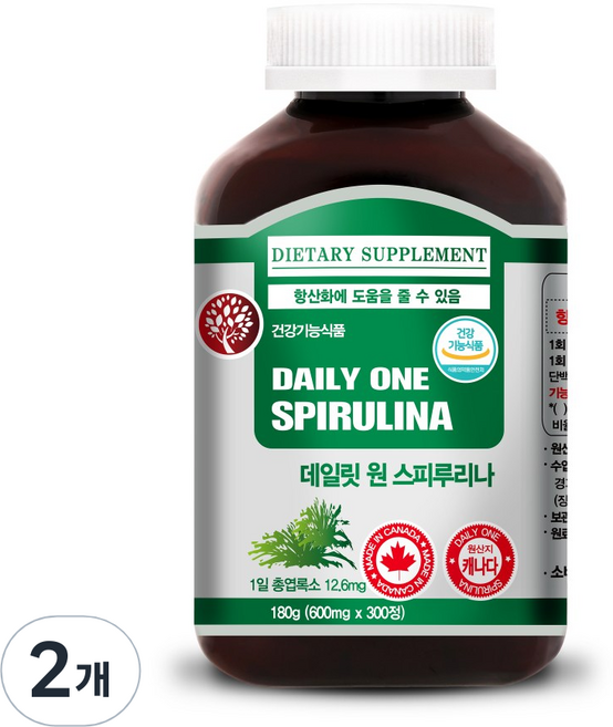 내츄럴365 데일리 원 스피루리나 180g, 2개, 300정