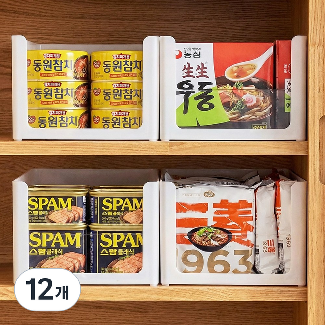 한누네 투명창 국내생산 팬트리 정리함, 12개, 화이트