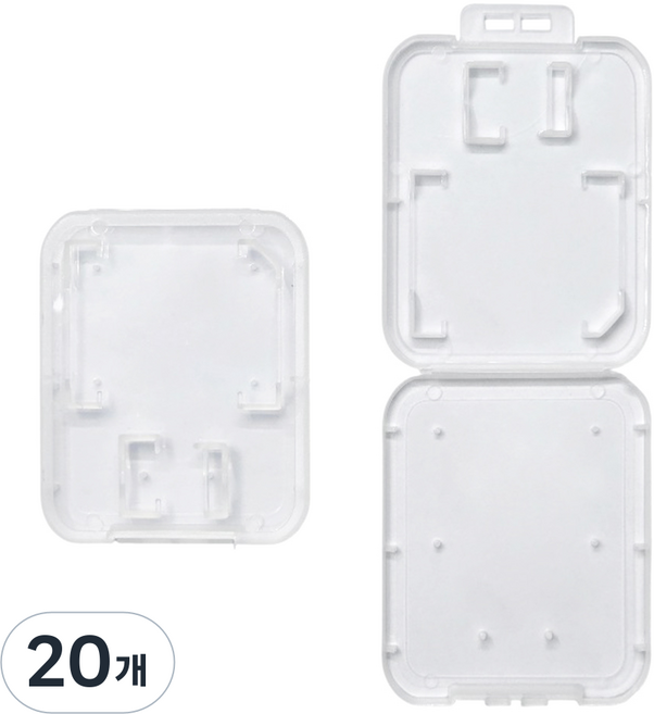 바이트 SD 메모리 카드 보관 케이스, 52x42x7mm, 20개, 투명