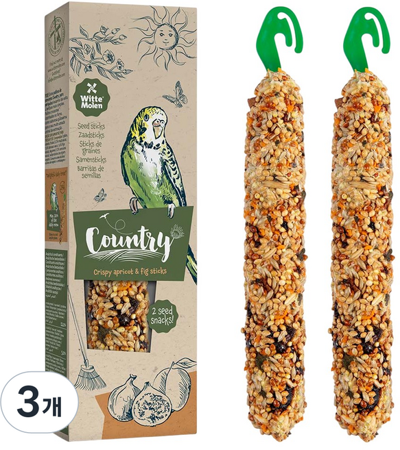 위트모렌 컨츄리 사과 무화과 앵무새 영양바 60g 간식, 3개