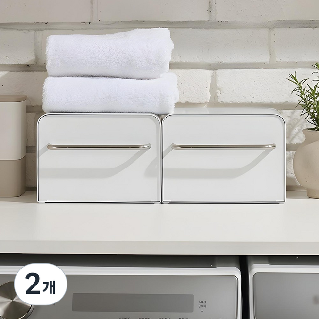 마치 미니미 철제 수납함, 2개, 소프트화이트