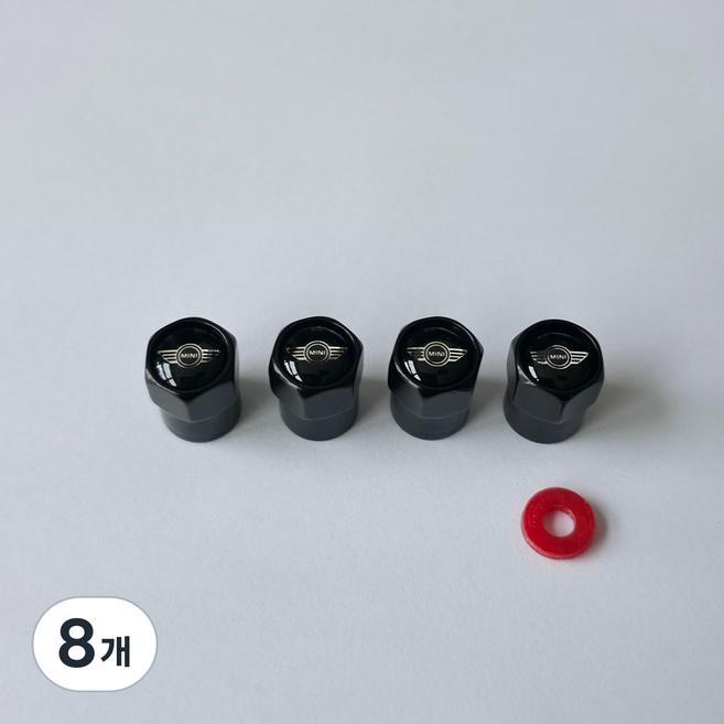 MINI 미니 타이어 에어캡 마개 밸브캡 4P 블랙, 8개