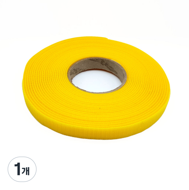폭 2cm 국산 잘라쓰는 전선정리 암수한몸 양면벨크로타이 노란색 일반형, [1] 10미터 1롤, 1개