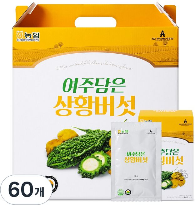 미쁨생활건강 여주 상황버섯 진액, 70ml, 60개
