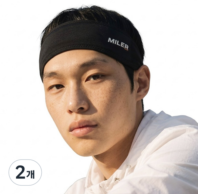 마일러 실리핏 스포츠 헤어밴드, 2개, 블랙