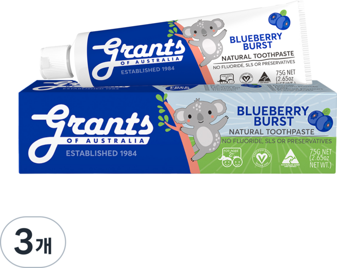 그란츠 블루베리 버스트 키즈치약, 75g, 3개