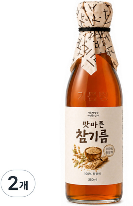 맛바른 저온압착 통참깨 참기름, 2개, 350ml