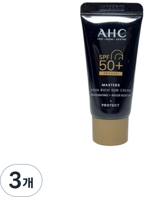 AHC 마스터즈 아쿠아 리치 선 크림[SPF+ PA++++ 미백 주름개선], 3개, 10ml
